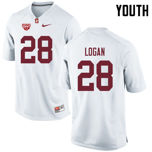 Youth #28 Donjae Logan Stanford Cardinal College Football Jerseys Sale-White - Click Image to Close